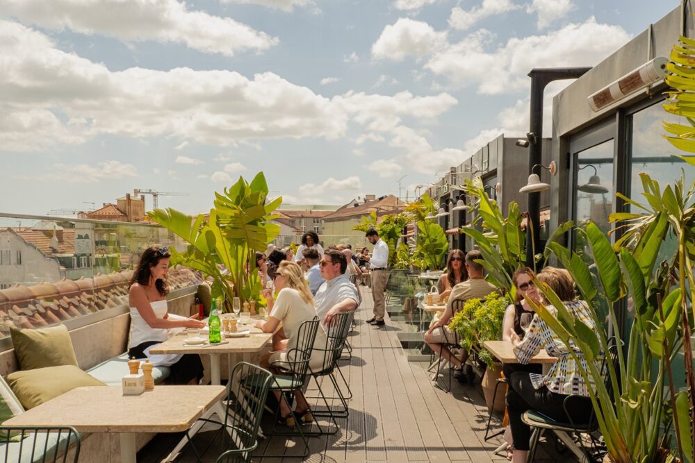 Outside terrace at Lumi Rooftop in Bairro Alto